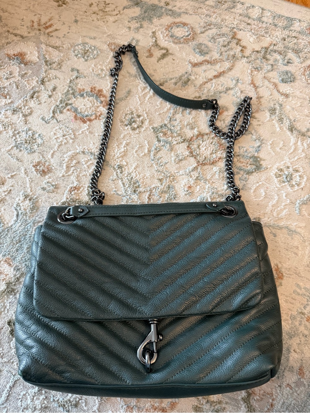 Rebecca Minkoff Edie Flap Shoulder Bag in Bottle Green